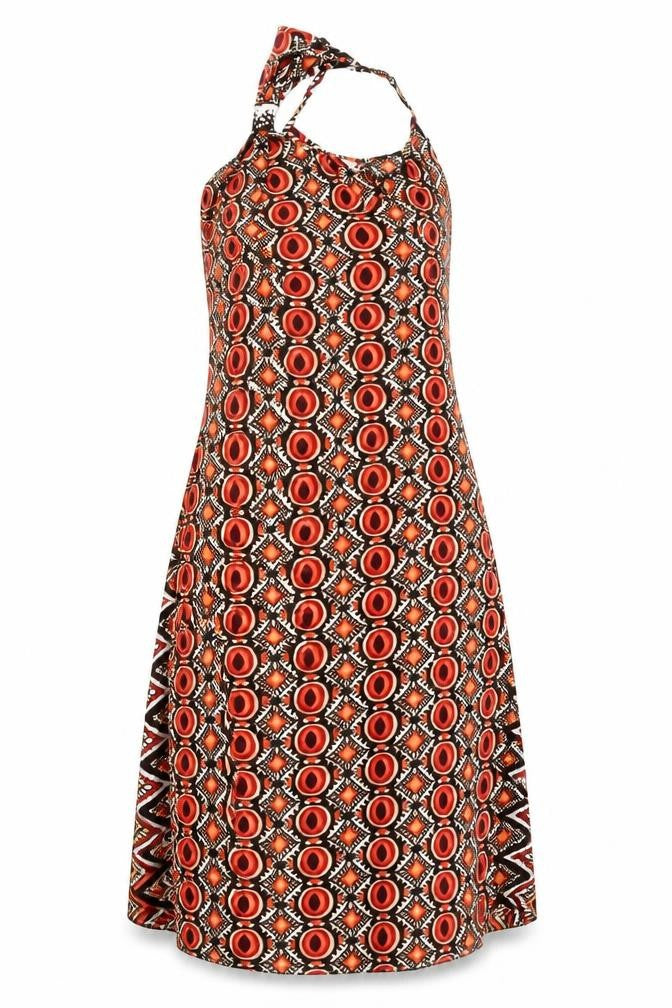 Front view of Ibiza women’s red geometric a-line, size S