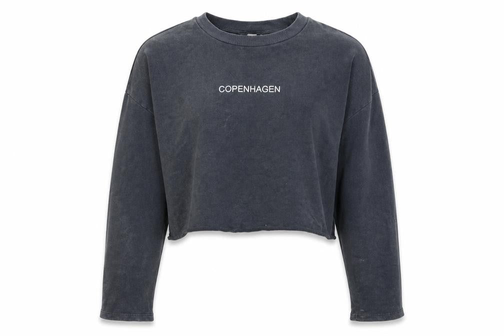 Front view of Topshop women’s grey pullover sweatshirt, size UK 10