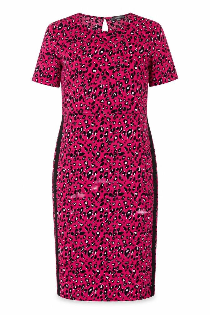 Front view of Studio women’s pink animal print shift, size UK 12