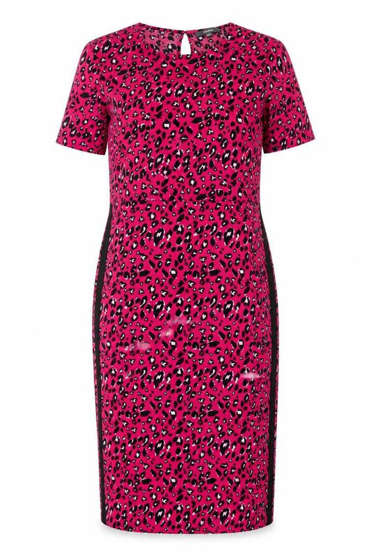 Front view of Studio women’s pink animal print shift, size UK 12