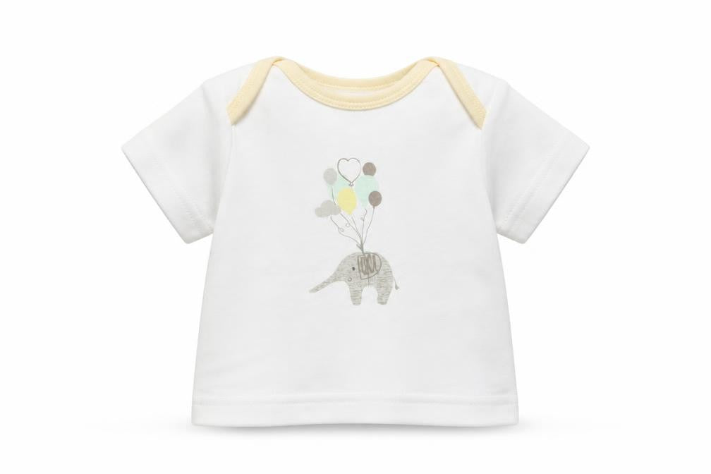 Front view of M^co Baby White Basic T-Shirt, size 0-3, Months