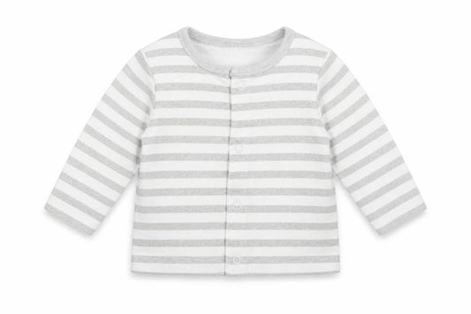 Front view of F&F Baby White Striped Basic T-Shirt, size 0-3, Months
