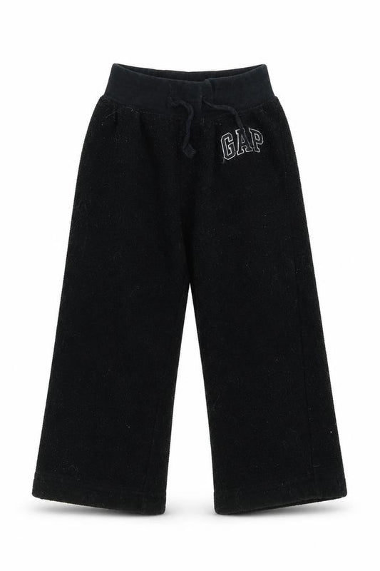 Front view of Baby Gap boys’ black fleece sweatpants, size 2, years