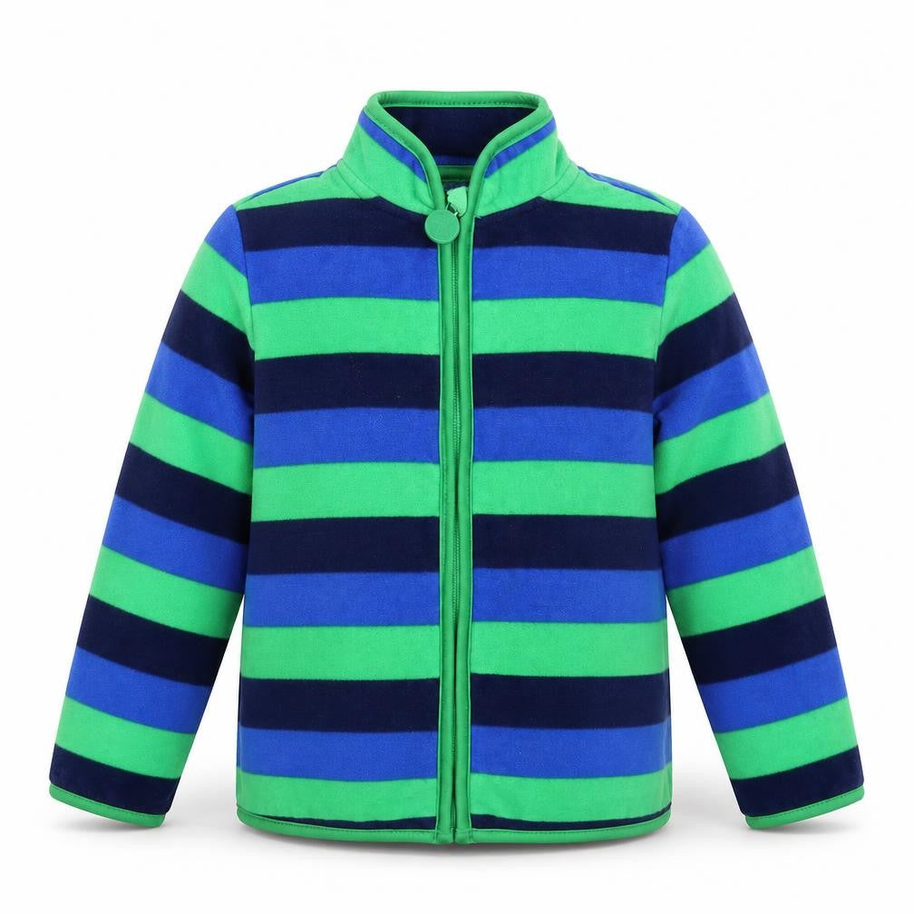 Front view of TCM boys’ multicoloured striped fleece jacket, size 5, years