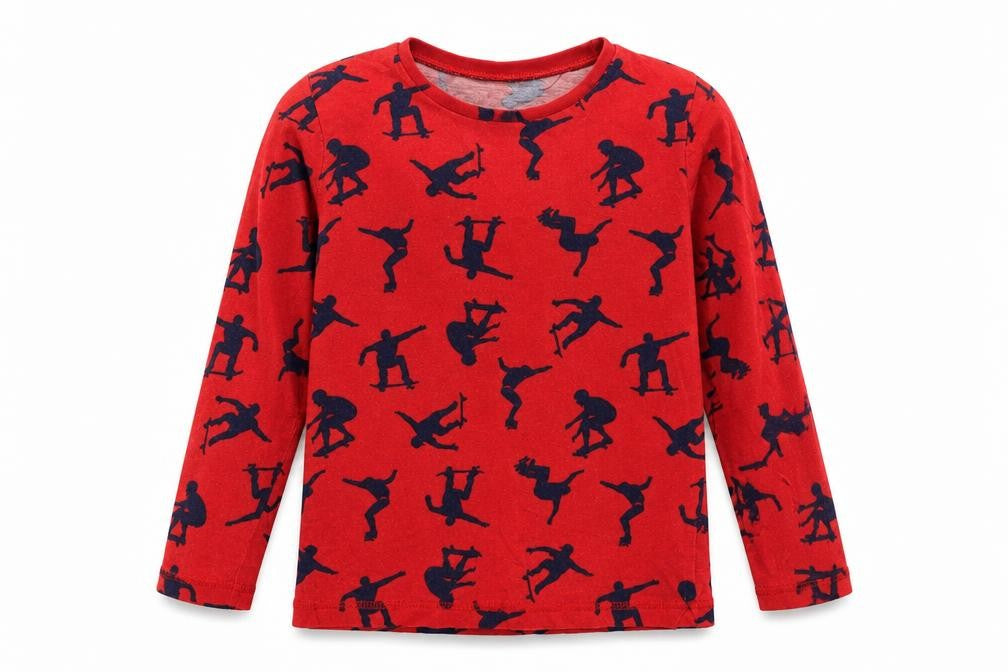 Front view of George boys’ grey basic t-shirt, size 7-8, years - skate boarding