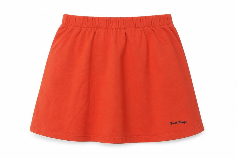Front view of Bershka women’s orange mini skirt, size M
