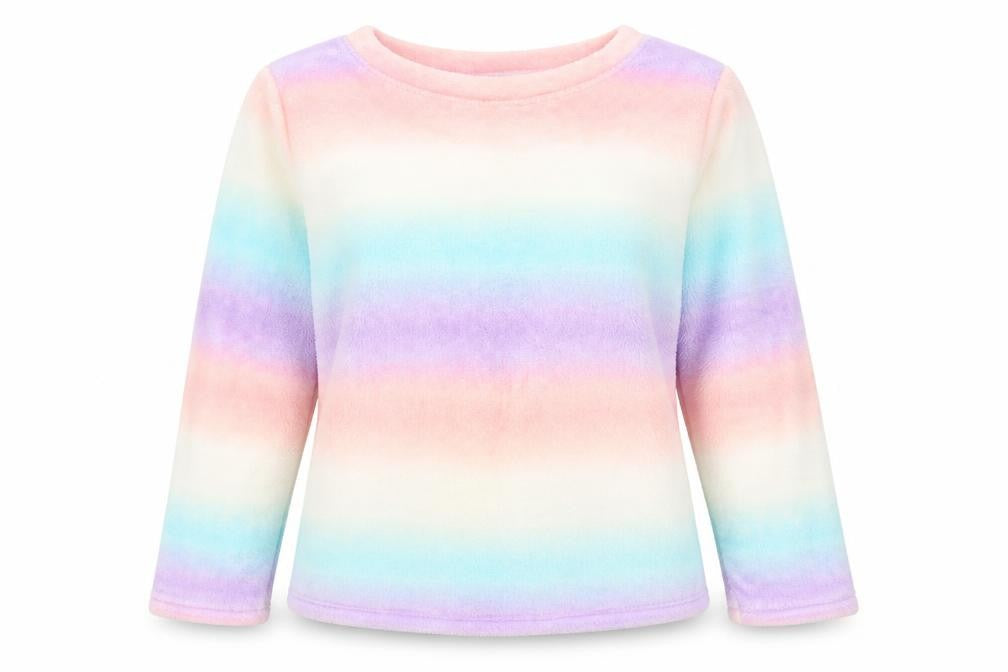Front view of JUST LIKE YOU women’s multicoloured striped pullover sweatshirt, size M