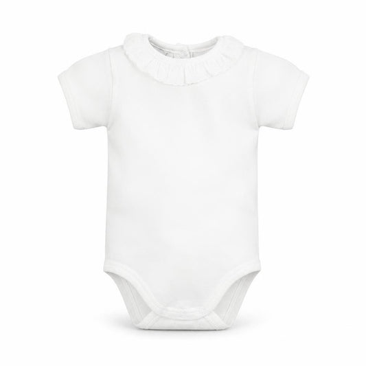 Front view of BABIDU Baby White Babygrow One-Piece, size 3-6, Months
