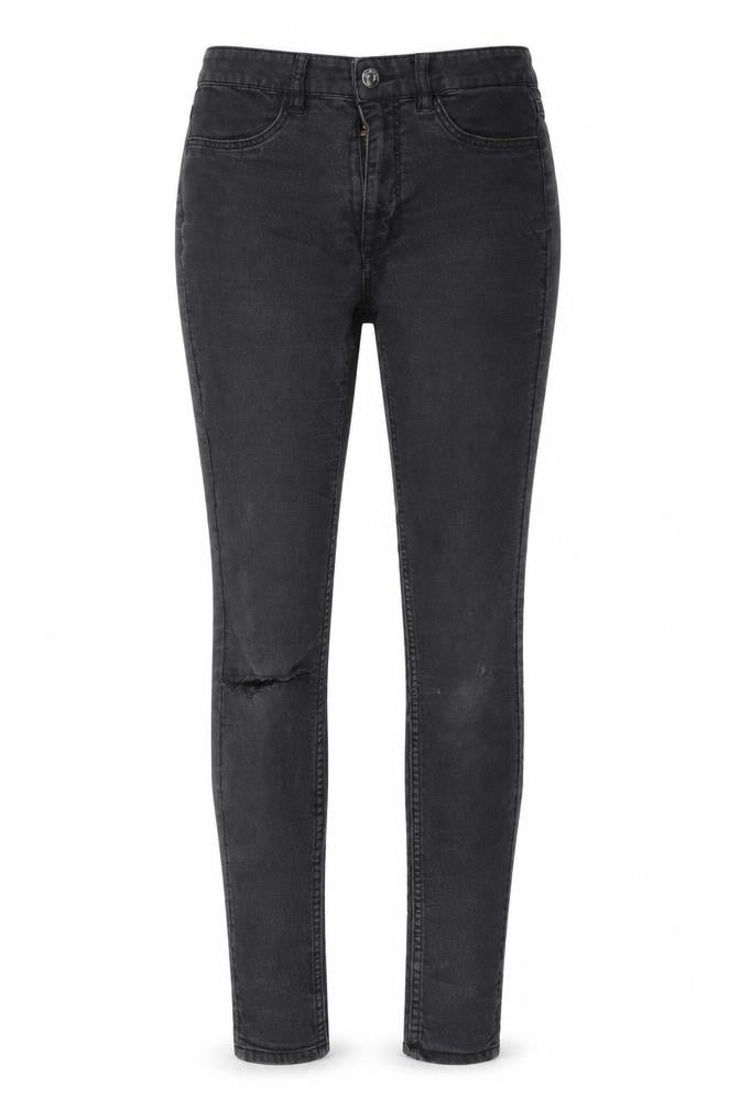 Front view of H&M women’s black jegging jeans, size UK 8, 28-inch leg