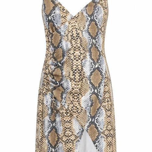 Boohoo Womens Beige Animal Print  Wrap Dress  Size 10