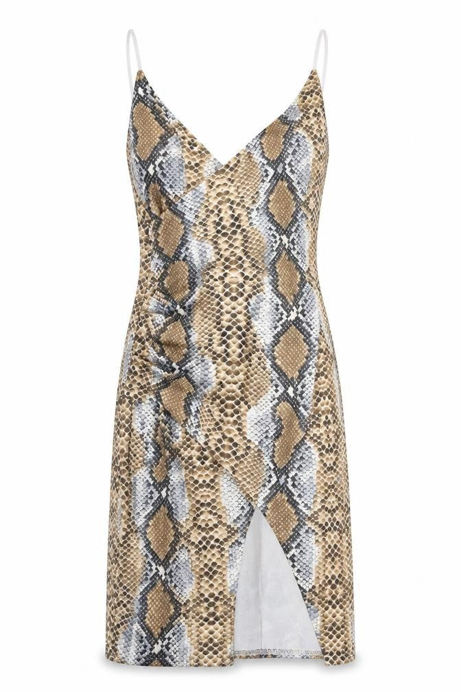Boohoo Womens Beige Animal Print  Wrap Dress  Size 10