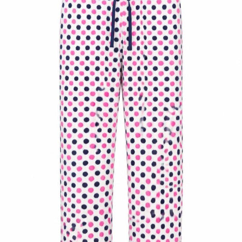 Matalan Womens White Polka Dot  Sweatpants Trousers Size 8 L25 in