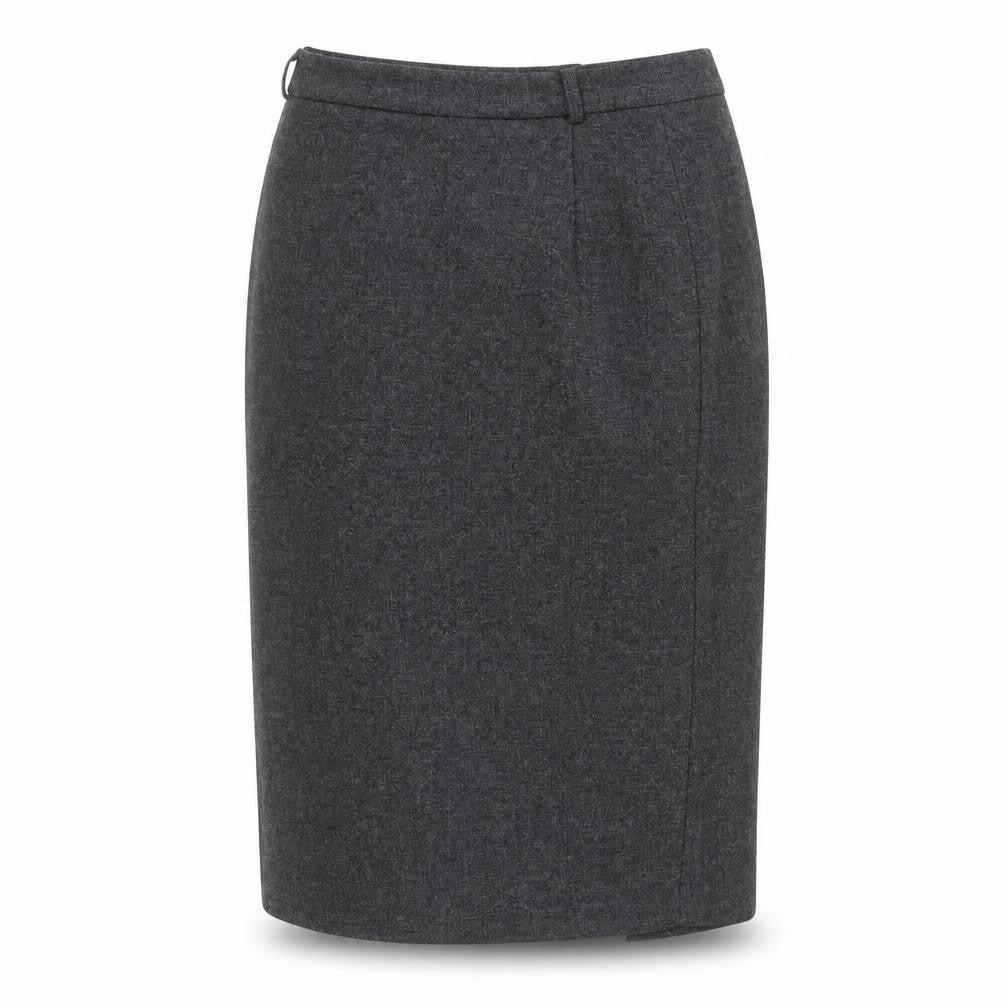 Front view of Edinburgh women’s black a-line skirt, size UK 12