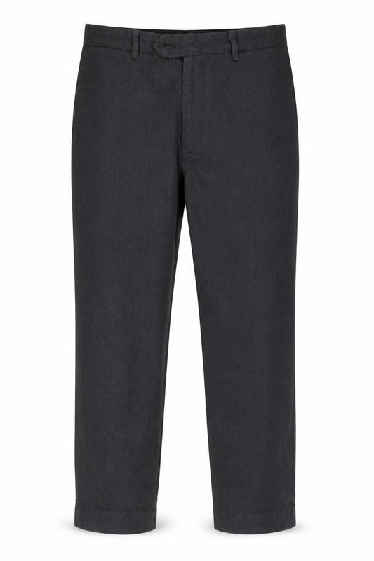 Front view of Primark men’s grey trousers, size 30, in, 26-inch leg