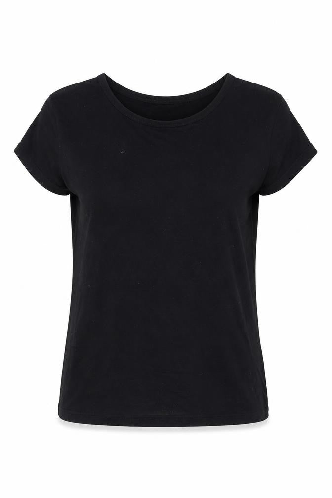 Front view of Zara women’s black basic t-shirt, size S