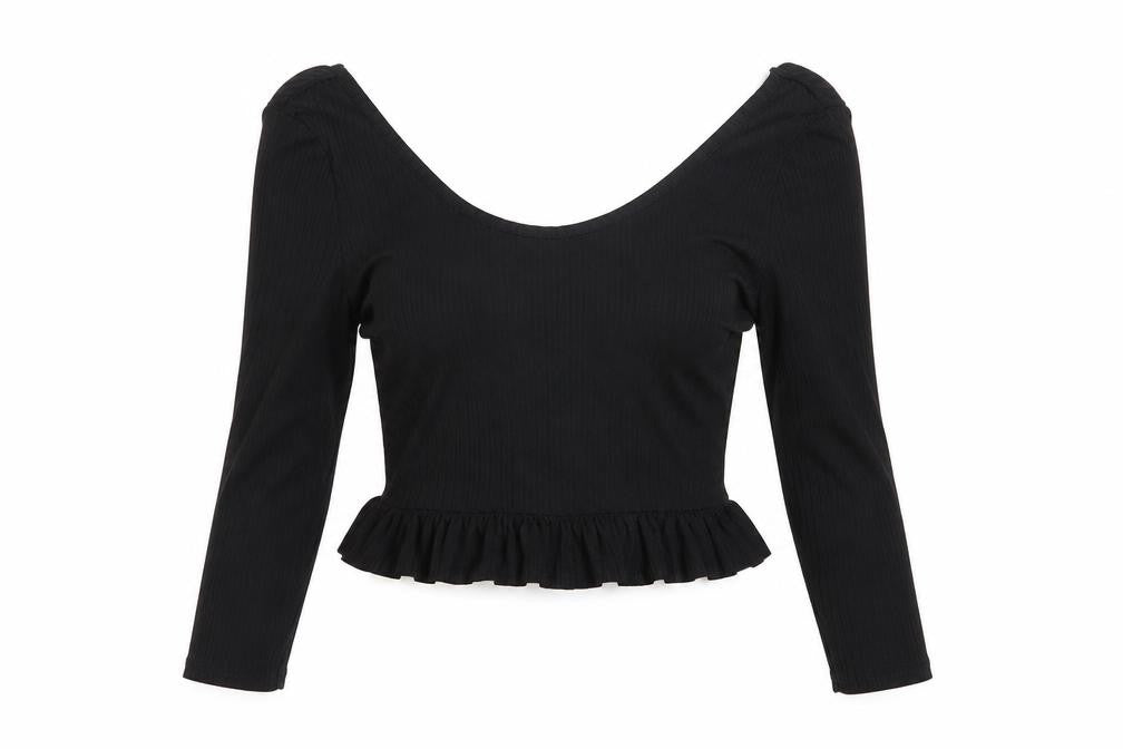 Nasty Gal Womens Black   Cropped T-Shirt Size 8