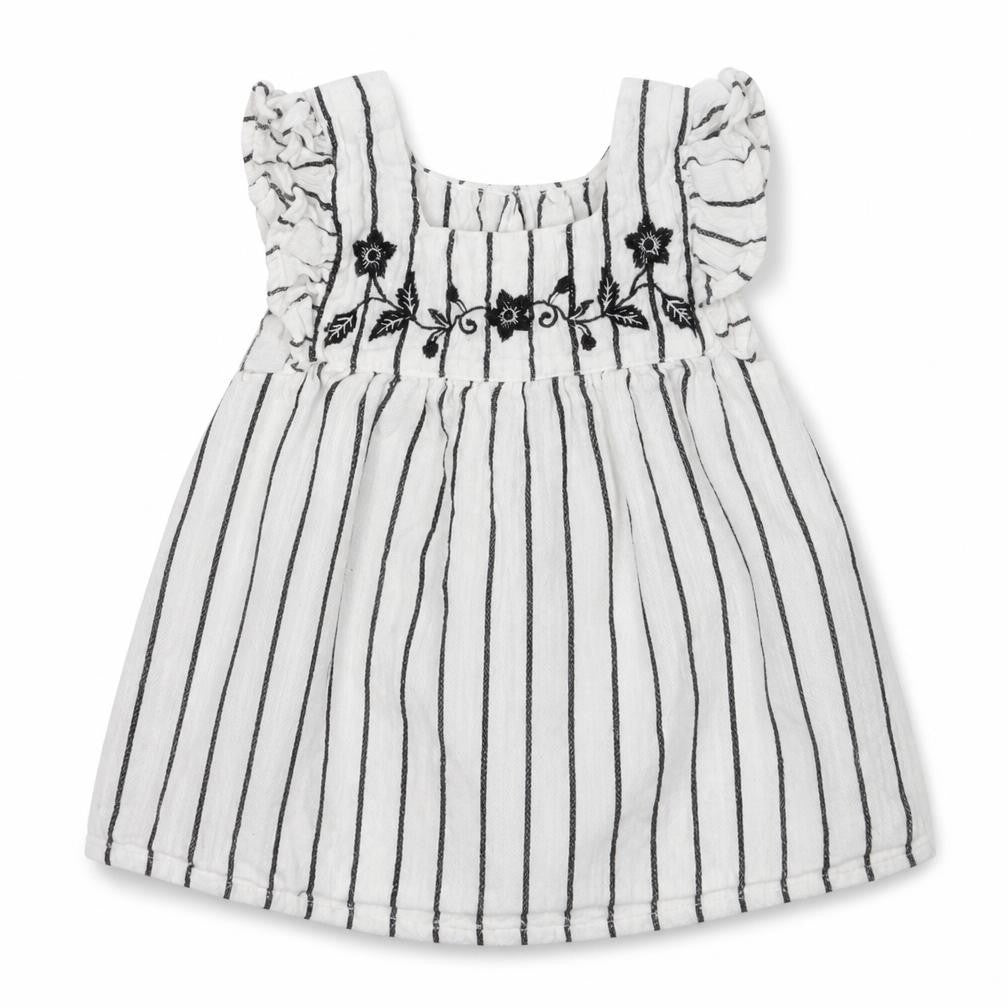 Front view of Primark girls’ white striped a-line, size 12-18, months
