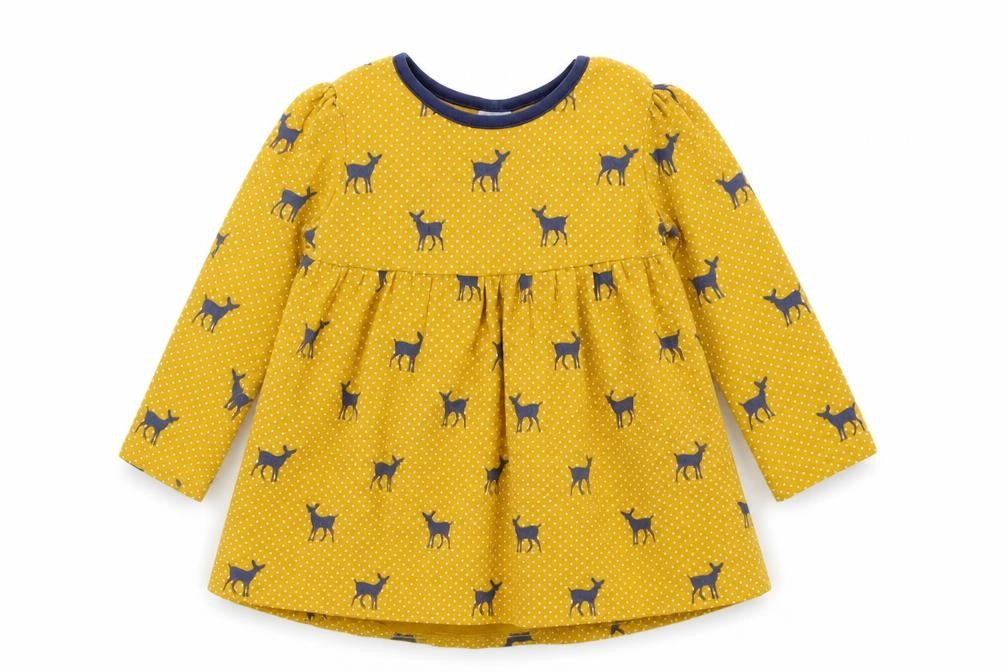 Mini Club Girls Yellow Polka Dot  Basic T-Shirt Size 9-12 Months  - Deer