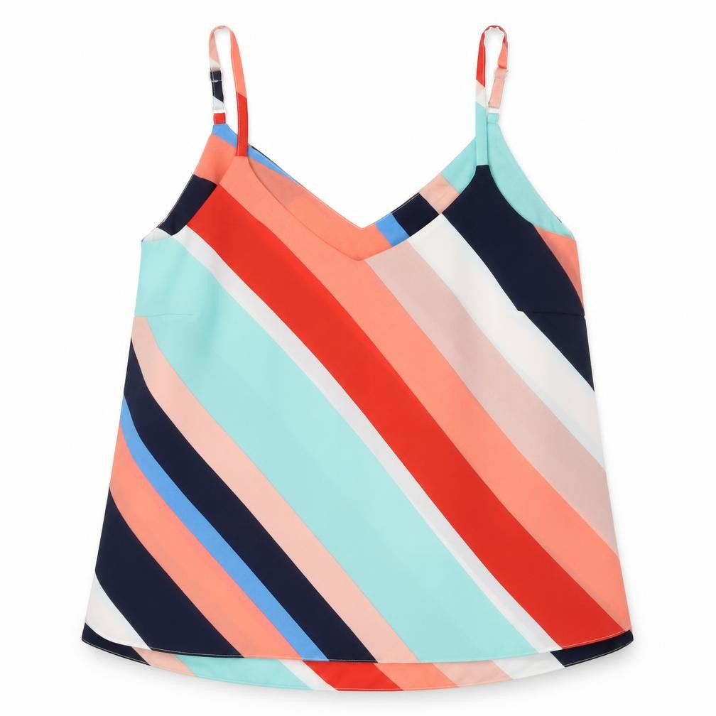 Front view of George women’s multicoloured striped basic tank, size UK 8
