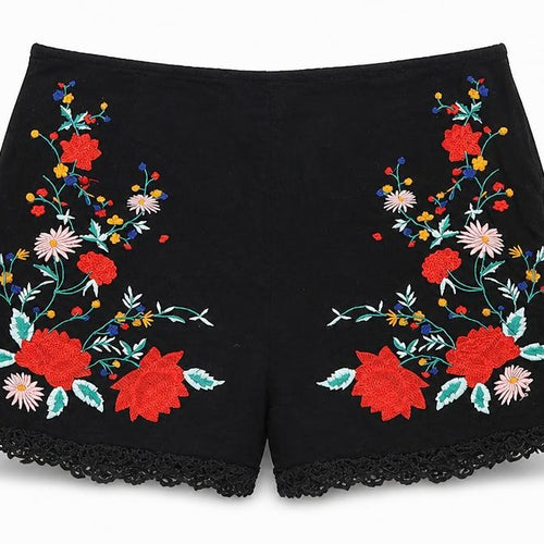 Miss Selfridge Womens Black Floral  Hot Pants Shorts Size 4
