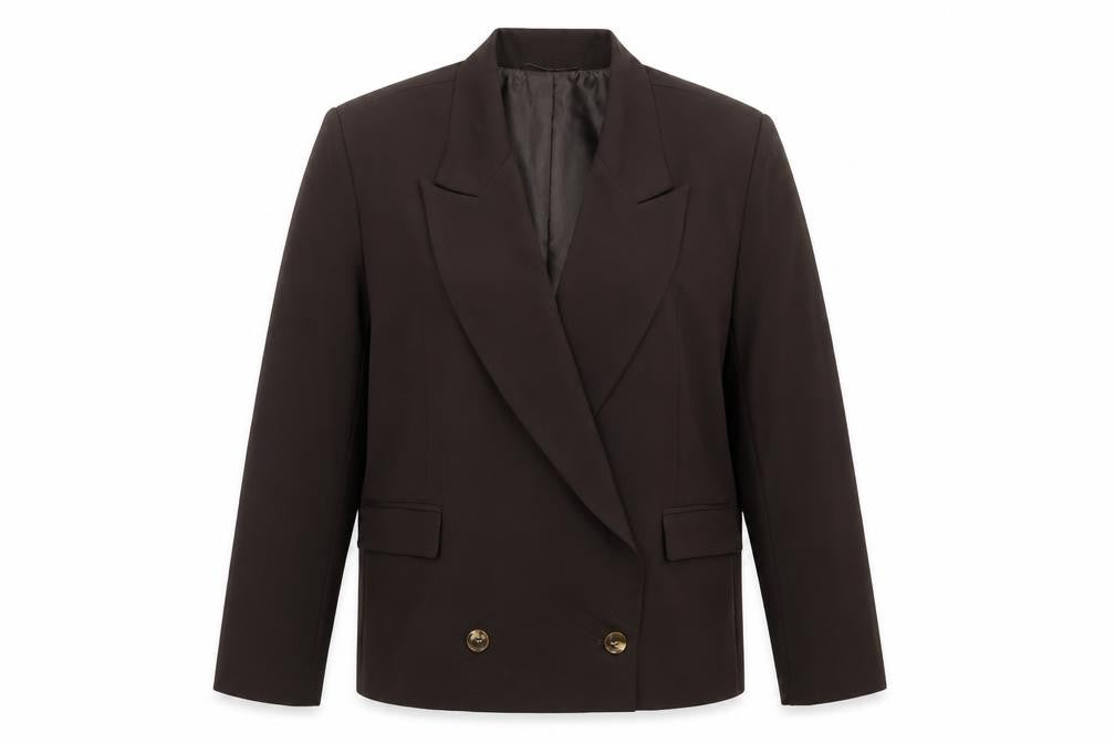Front view of PRETTYLITTLETHING women’s black jacket blazer, size UK 6