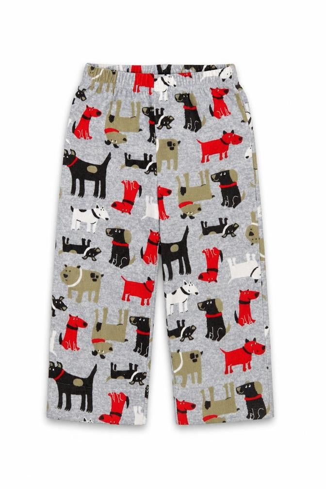 Front view of Carters boys’ grey animal print pyjama pants, size 2, years