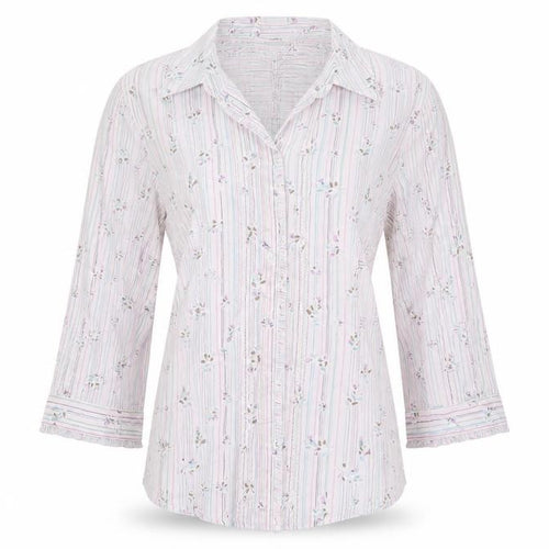 Monsoon Womens White Striped  Basic Button-Up Size M