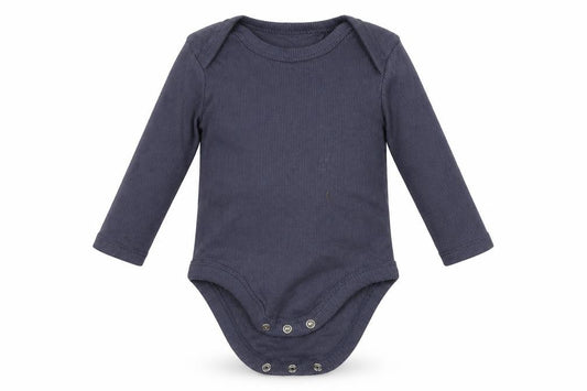 Front view of Poco Piano girls’ grey babygrow one-piece, size 3-6, months