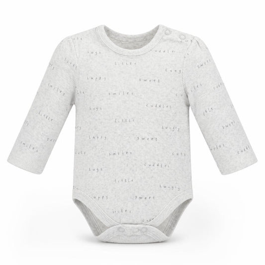 Front view of George girls’ grey babygrow one-piece, size 0-3, months