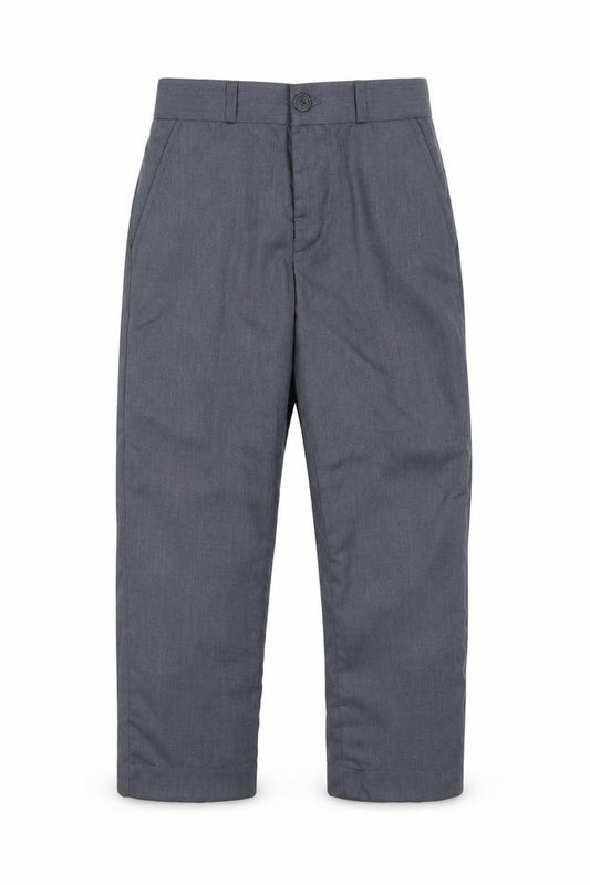 Front view of Romario boys’ grey capri trousers, size 6, years