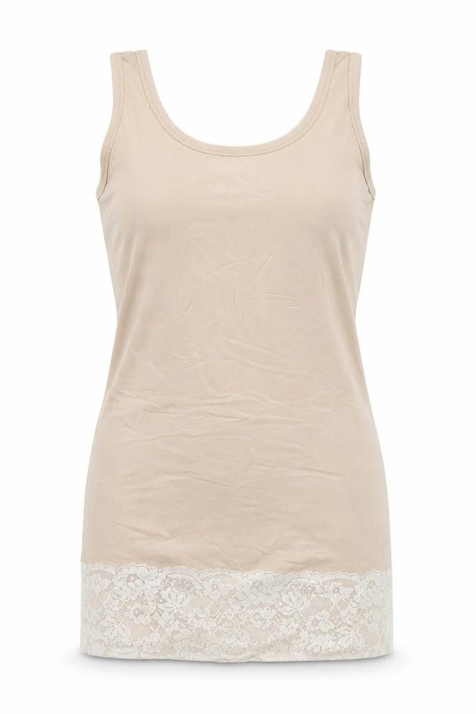 Front view of ZUPPE women’s beige basic t-shirt, size UK 10