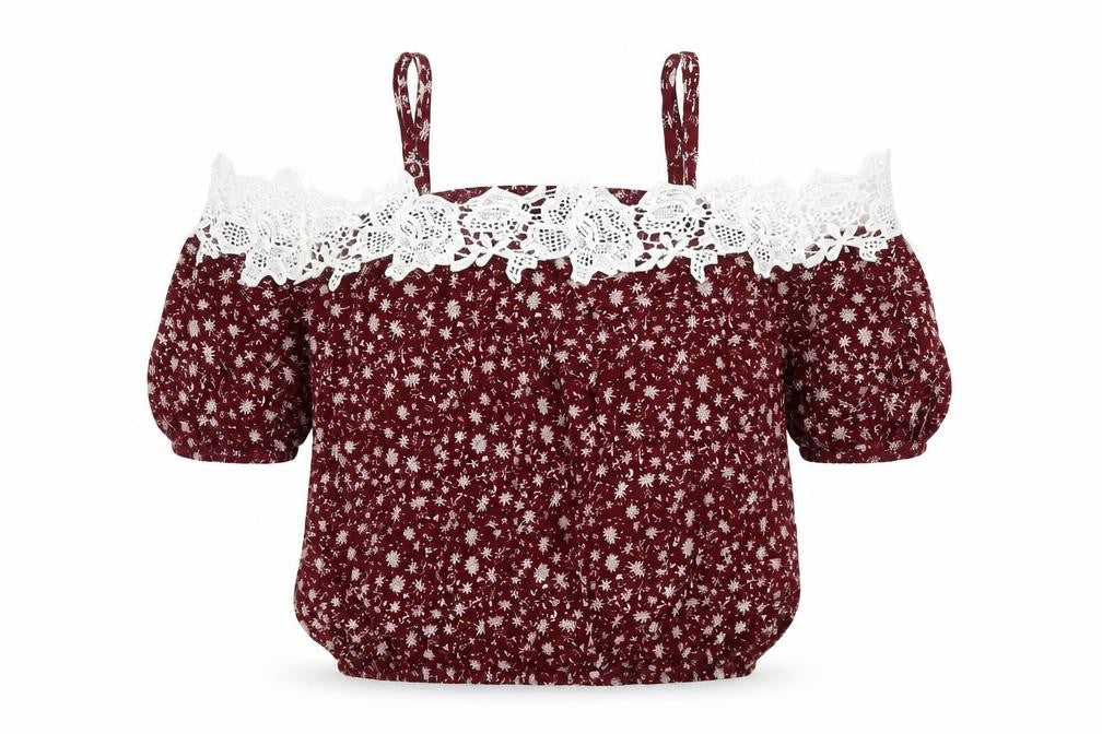 Front view of Boohoo women’s red floral basic blouse, size UK 8