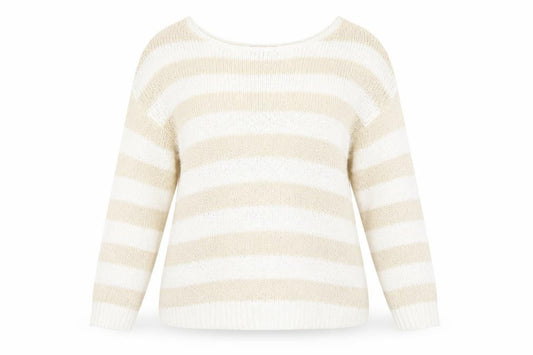 Front view of Primark women’s multicoloured striped jumper, size UK 18