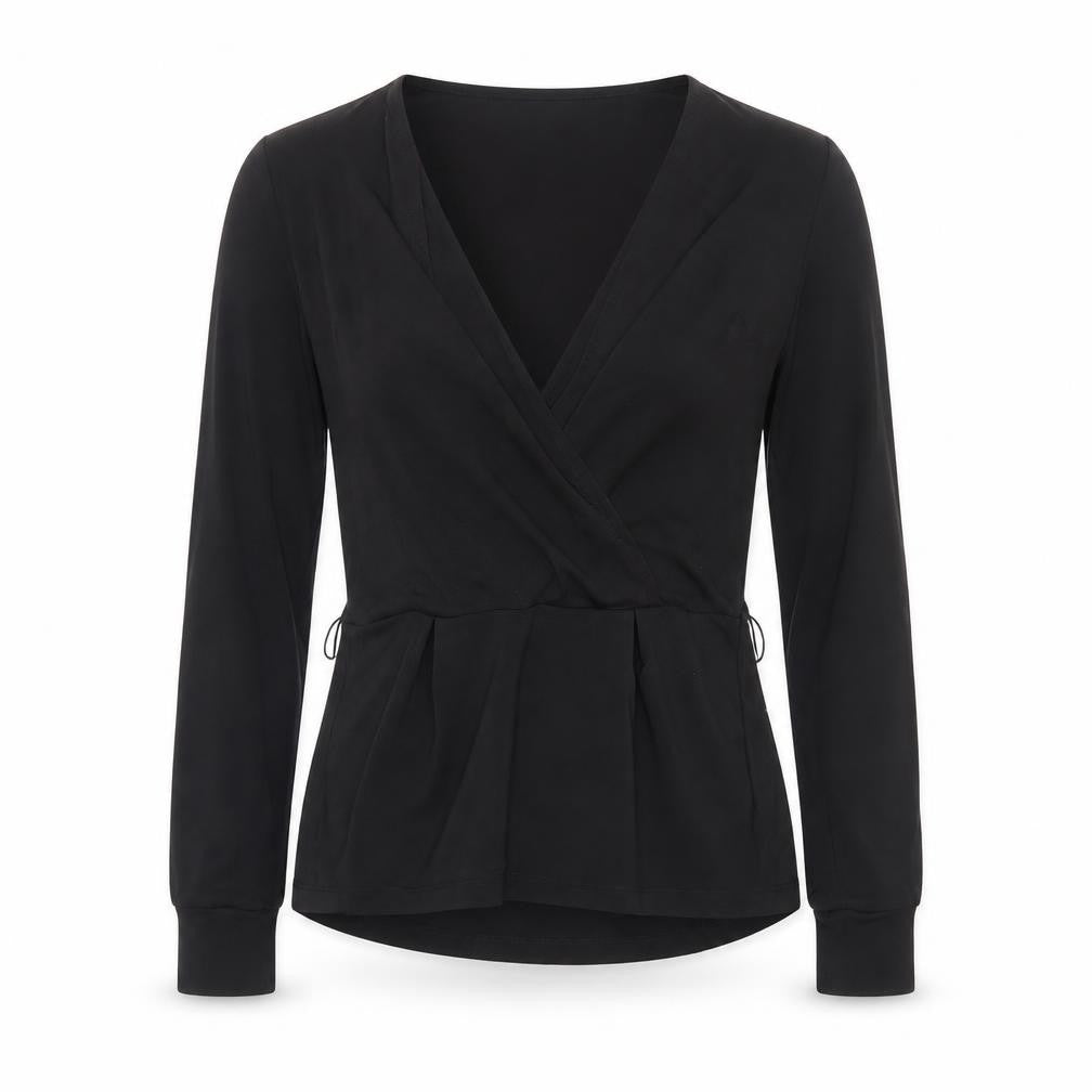 Front view of H&M women’s black basic blouse, size XS