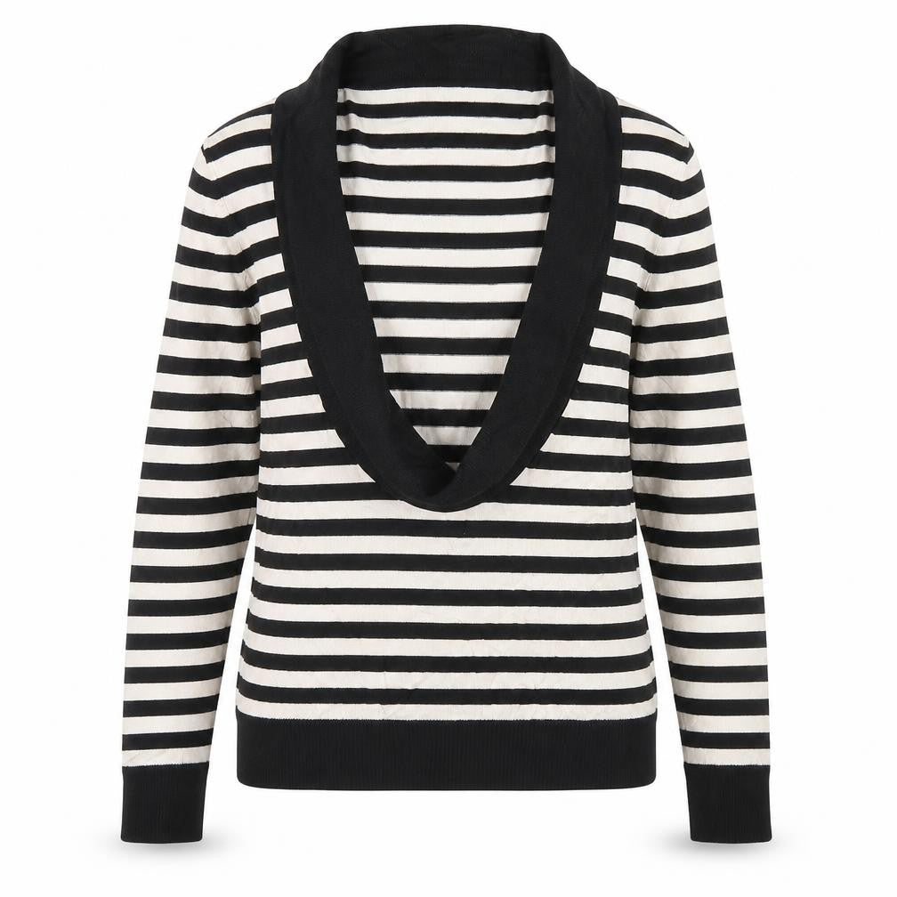Front view of Wallis women’s ivory striped jumper, size UK 14