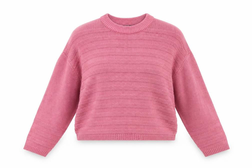 Front view of Topshop women’s pink jumper, size UK 12
