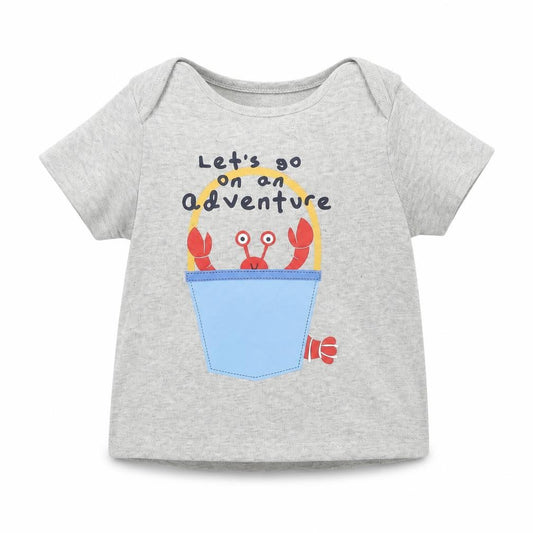 Front view of F&F Baby Grey Basic T-Shirt, size 9-12, Months