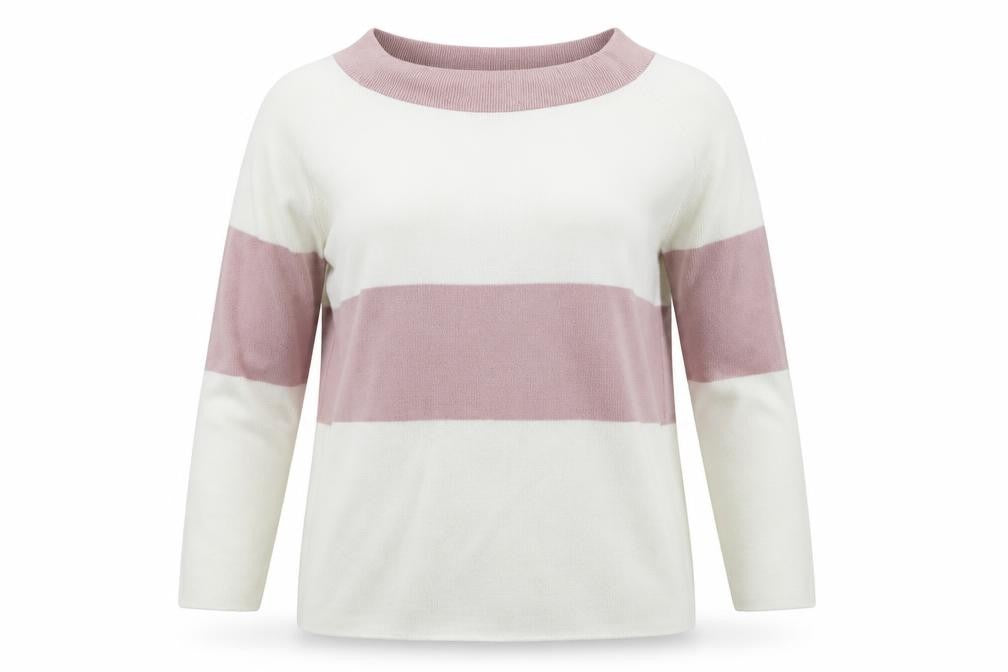 Front view of In the Style women’s white knit jumper, size UK 8, - oversized