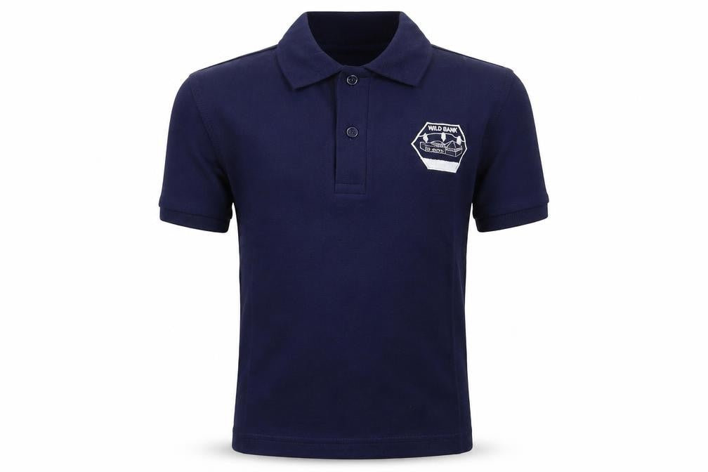 Front view of Blue Max boys’ blue basic polo, size 5-6, years
