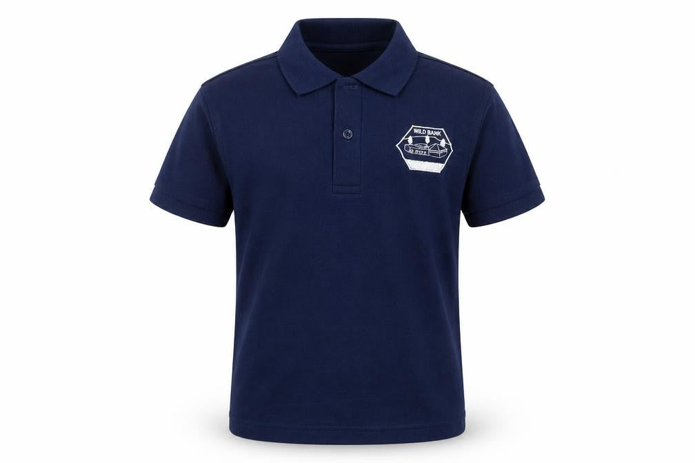 Front view of Blue Max boys’ blue basic polo, size 5-6, years