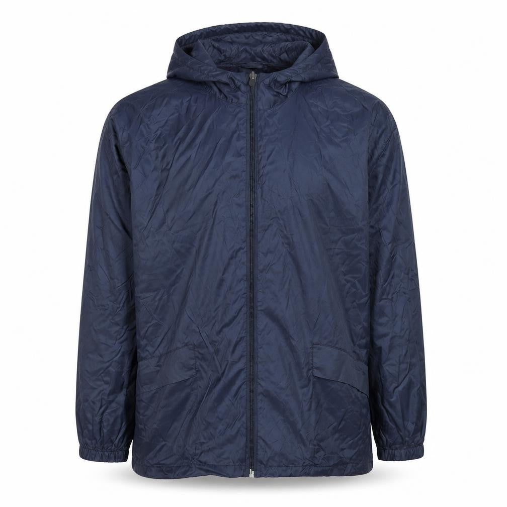 Front view of Result men’s blue rain coat coat, size S