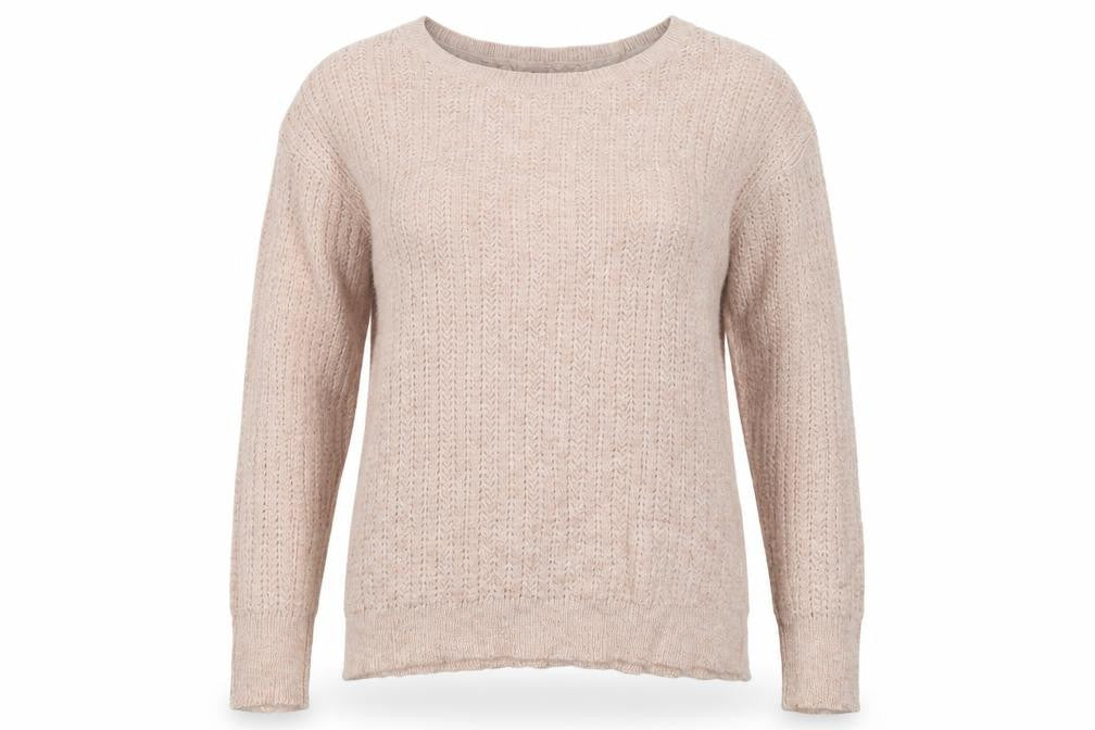 Front view of American Eagle Outfitters women’s beige knit jumper, size S