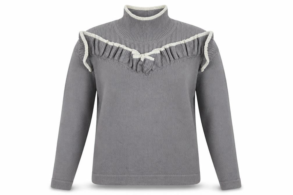 Front view of Blue Inc women’s grey knit jumper, size UK 10