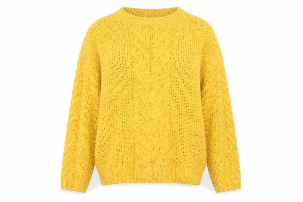 Front view of Primark women’s yellow jumper, size XS