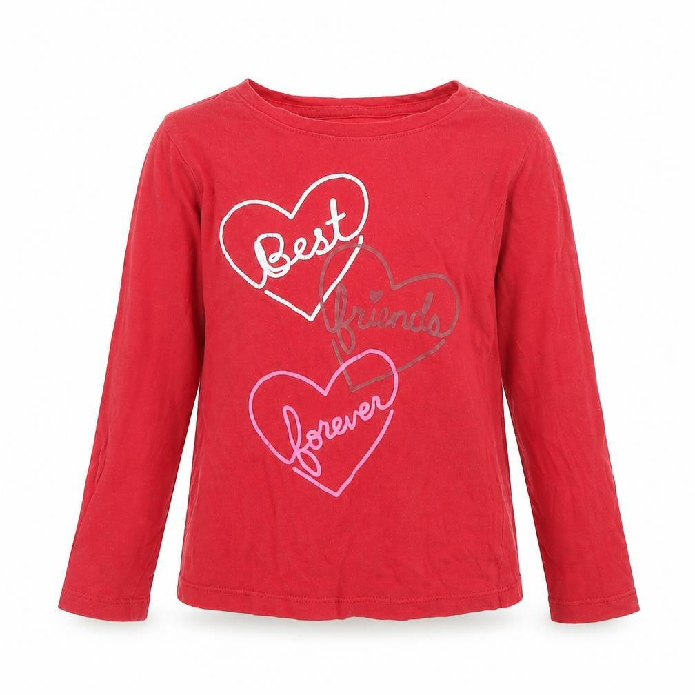 Front view of Gap girls’ red basic t-shirt, size 4-5, years