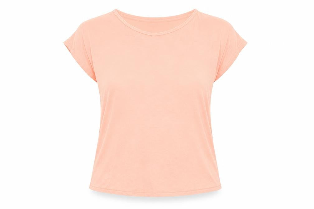 Front view of Preworn women’s pink basic t-shirt, size UK 10