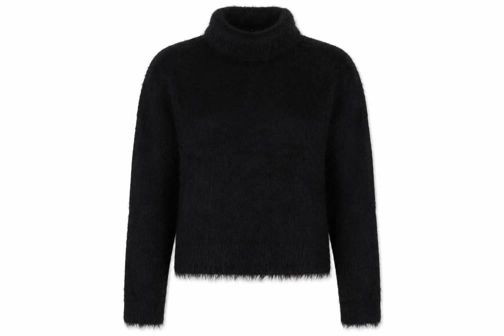 Front view of Brave Soul women’s black pullover sweatshirt, size S