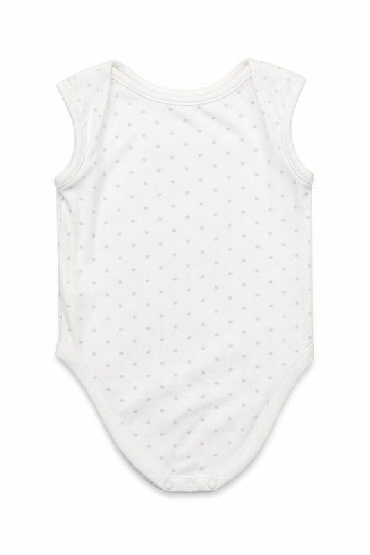 Front view of Very Baby White Geometric Babygrow One-Piece, size 12-18, Months
