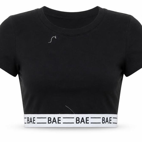 Bozzolo Womens Black   Cropped T-Shirt Size S  - bae
