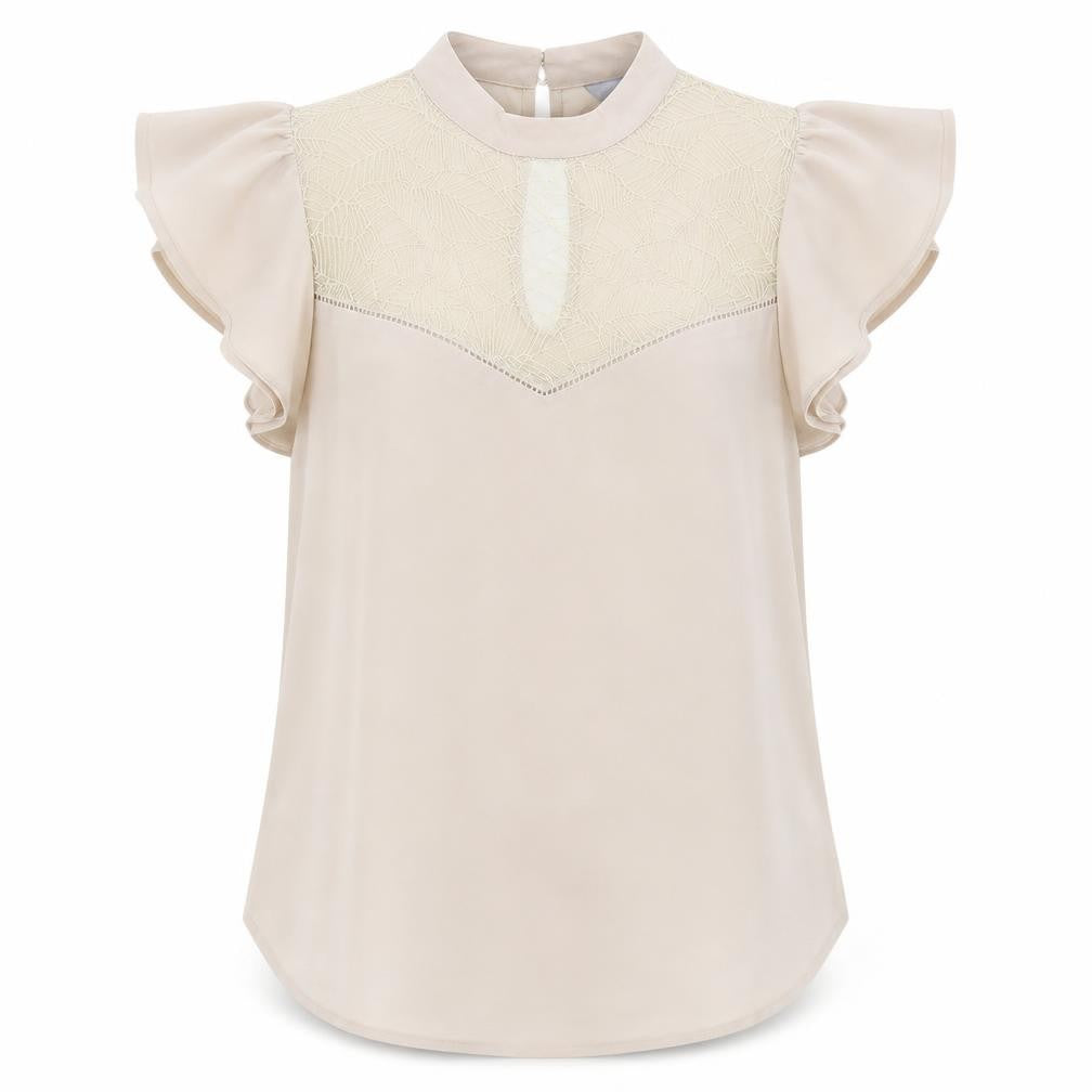 Front view of H&M women’s pink basic blouse, size UK 12